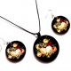 set lemn cu motiv floral 