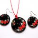 set lemn cu motiv floral maci 