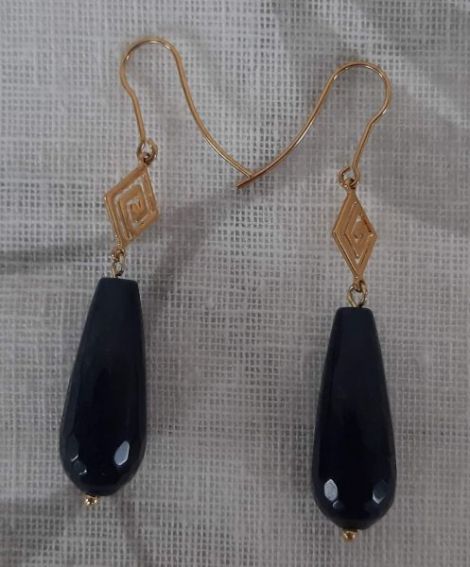 Cercei agate lacrima albastru safir