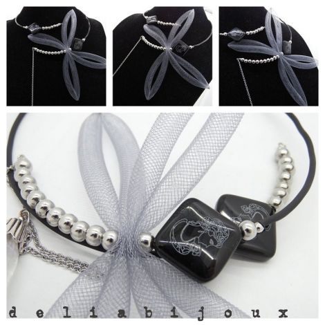 Colier statement libelula onix cristal de stanca