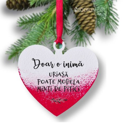  Ornament de pom Craciun Inimioara cu mesaj