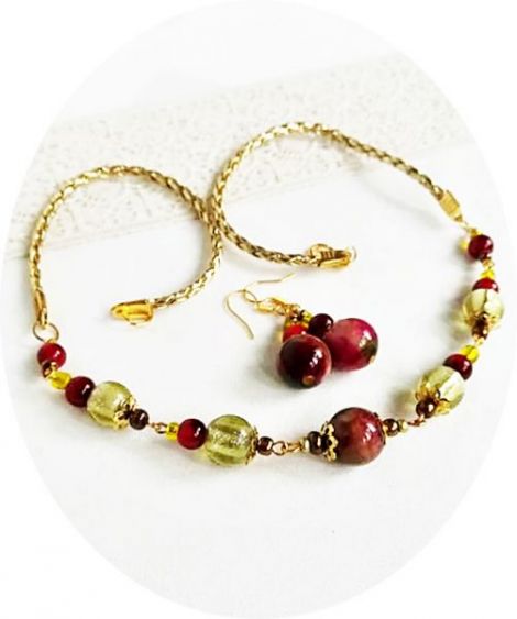 set cu jad mix si murano in culori de Craciun