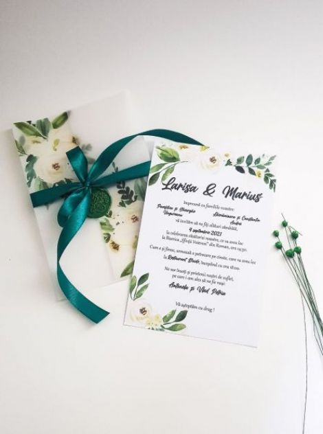 Invitatie cu sigiliu si bujori