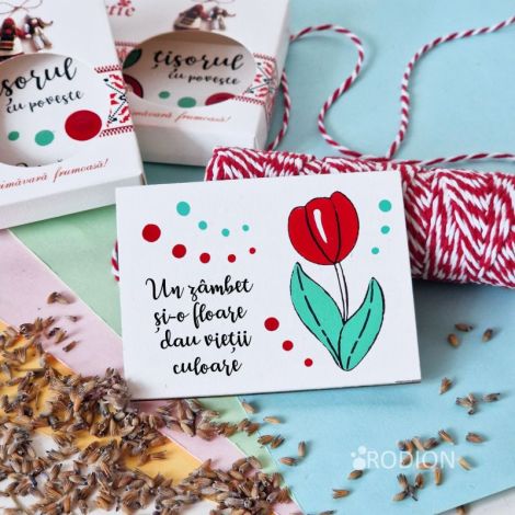 Martisor lalea cu magnet cu mesaj handmade