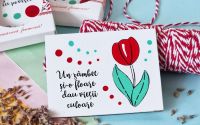 Martisor lalea cu magnet cu mesaj handmade