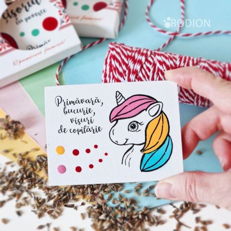 Martisor unicorn cu magnet cu mesaj handmade