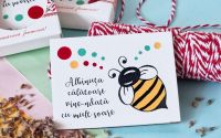 Martisor cu magnet albinuta cu mesaj handmade