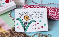 Martisor narcisa cu magnet cu mesaj handmade