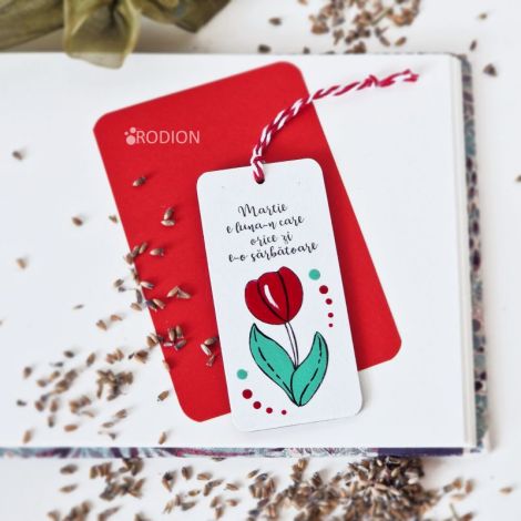 Minisemn de carte martisor lalea pictat