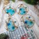 Light Blue and Flowers - 4 pieces Resin Coasters