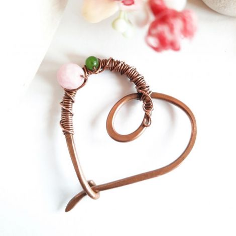Brosa half heart cu jad