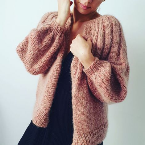 Cardigan tricotat manual din ln merinomatasemo