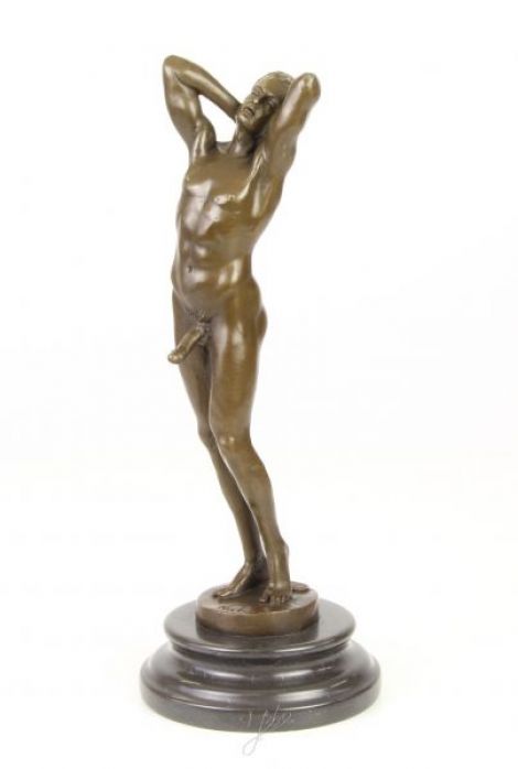 Nud - statueta erotica din bronz pe soclu marmura