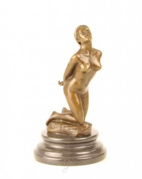 Nud ingenunchiat  - statueta erotica din bronz