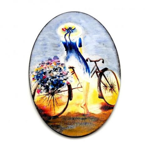 Tablou lemn - relaxare pe bicicleta - 2610