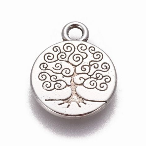 Charm copac argintiu 19x15x2mm