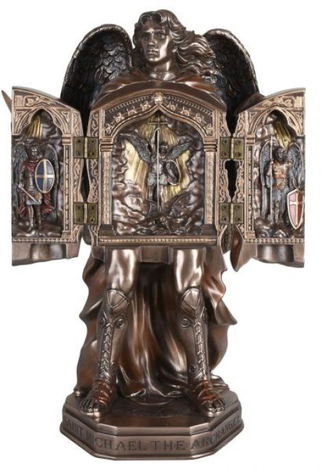 Statueta triptica din rasini cu Arhanghelul Mihail