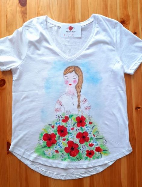 Tricou pictat manual "Mandruta-n maci"