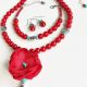 set floral coral rosu 