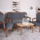 Set living din lemn mahon cu tapiterie gri soarece