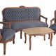 Set living din lemn mahon cu tapiterie gri soarece