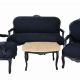Set living lemn masiv negru cu tapiterie neagra