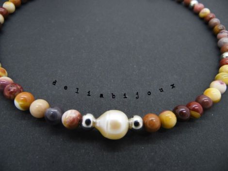 Colier handmade unicat - jasp si perla de cultura