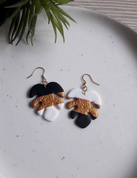 Cercei fimo frunza de Monstera