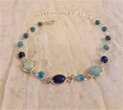 Bratara argint lapis lazuli larimar apatit