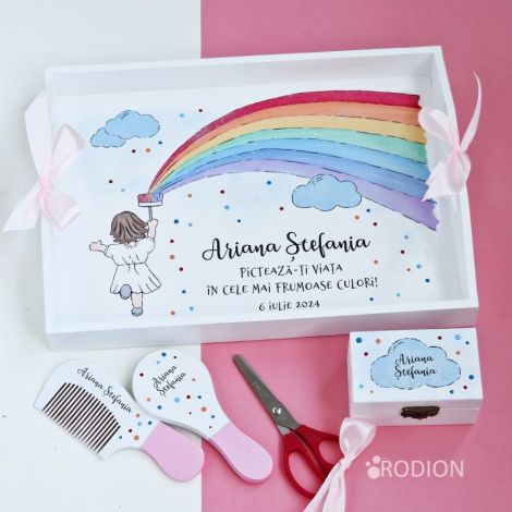 Set mot curcubeu pictat manual personalizat nume