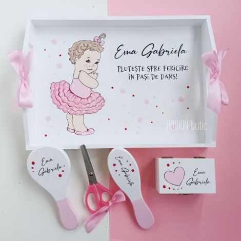 Set turta balerina pictat personalizat cu nume