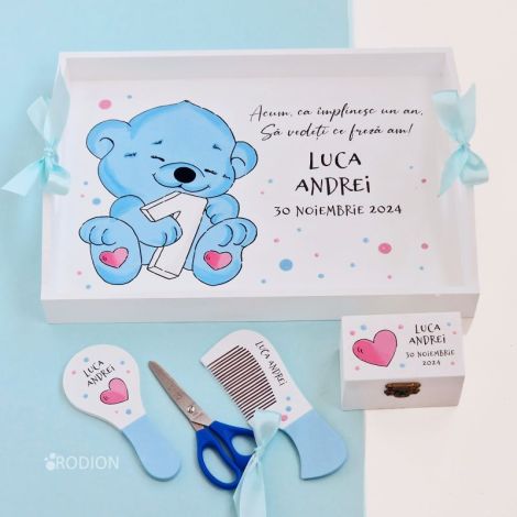 Set mot ursulet pictat manual personalizat nume