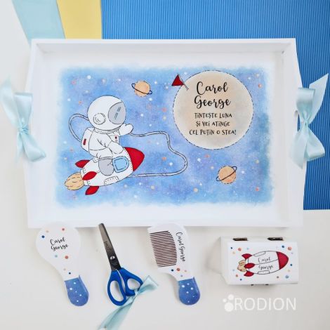 Set mot astronaut pictat manual personalizat nume