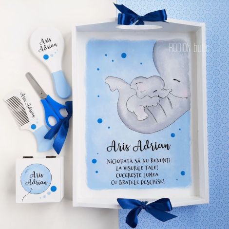 Set mot elefant pictat manual personalizat cu nume