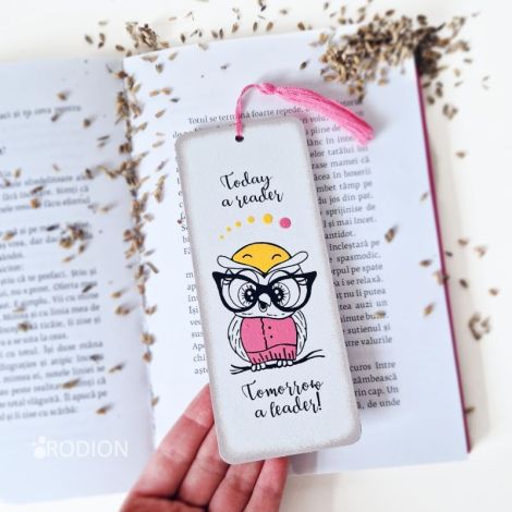 Semn de carte bufnita pictat personalizat cu mesaj