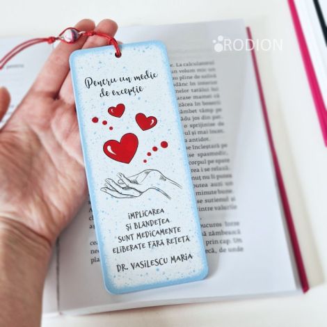 Semn de carte medic pictat personalizat cu mesaj