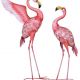Set doua pasari flamingo din metal roz 