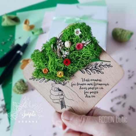 Magnet buchet licheni flori personalizat cu text