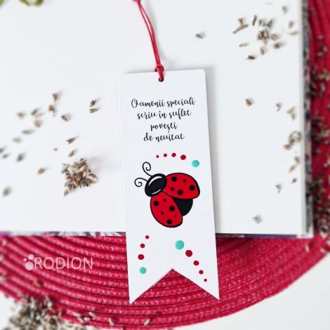 Semn de carte buburuza pictat personalizat mesaj