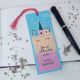 Semn de carte unicorn pictat personalizat cu mesaj
