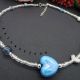 Colier handmade unicat - inima albastra cod686