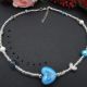 Colier handmade unicat - inima albastra cod686