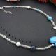 Colier handmade unicat - inima albastra cod686