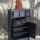 Cabinet exotic din lemn masiv negru 