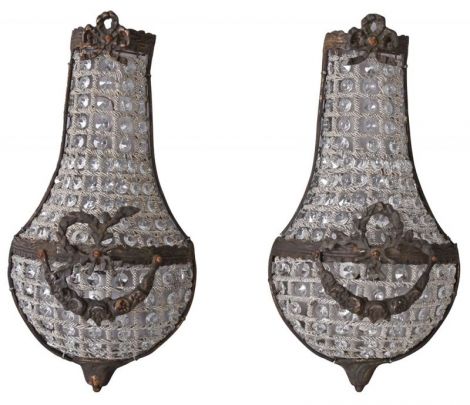 Set doua aplice din cristal cu decoratiuni alama