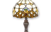 Lampa de masa Tiffany cu abajur alb cu arabescuri 
