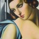 Doamna in bleu - pictura Art Deco ulei pe panza