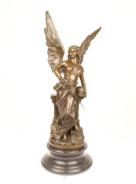 Minerva- statueta din bronz pe un soclu marmura