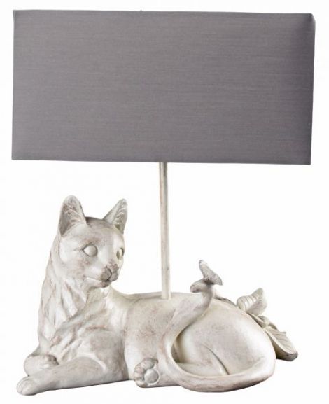 Lampa de masa cu o pisica alba 