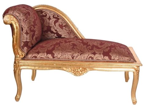 Sofa din lemn masiv auriu cu tapiterie rosie
